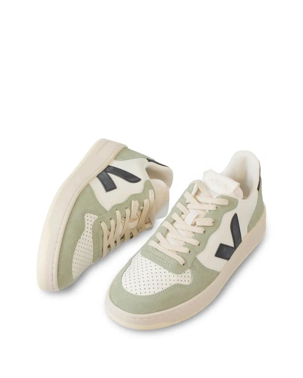 Veja White V-10 Leather Sneakers