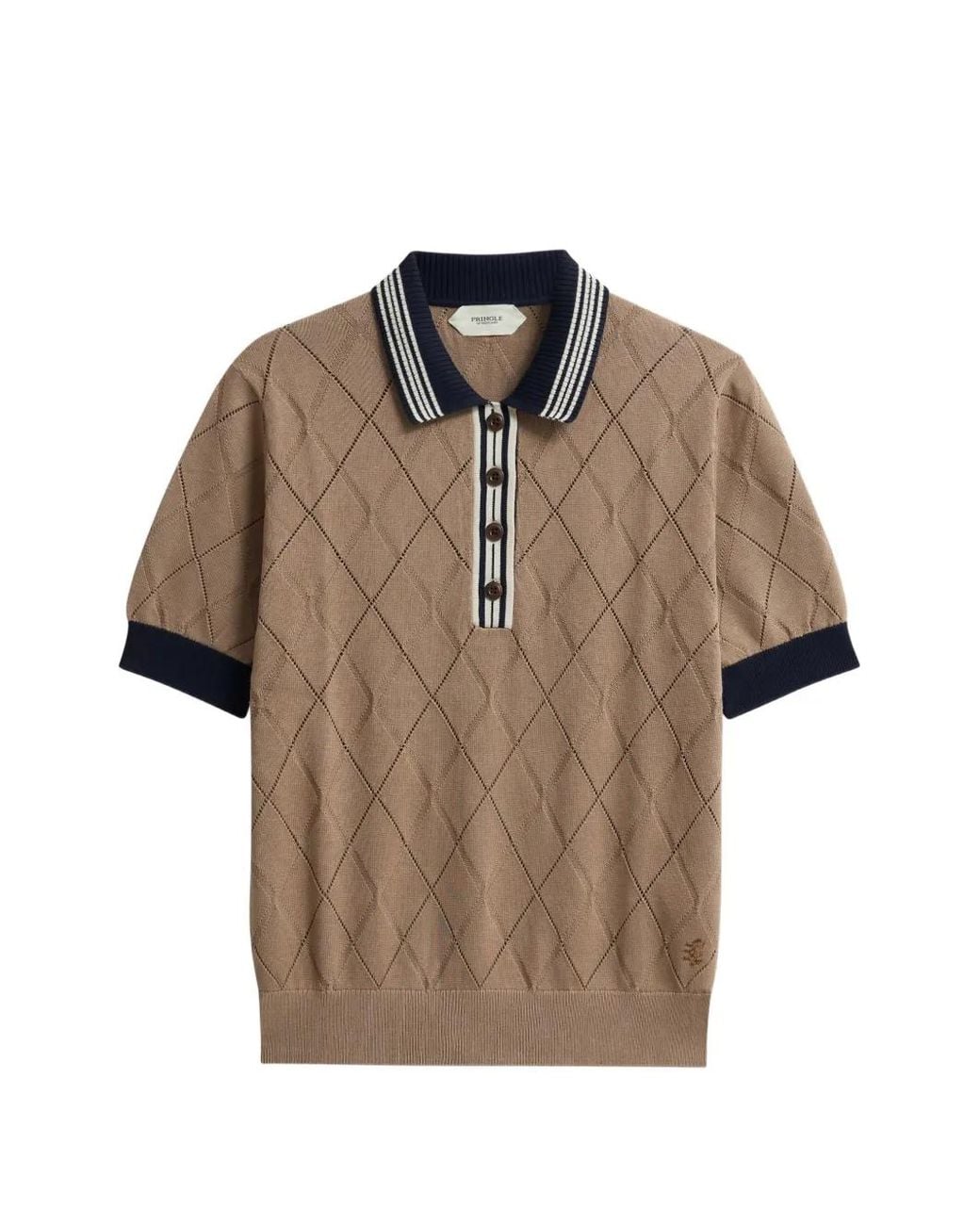 Pringle of Scotland Brown Argyle-Patterned Polo Top