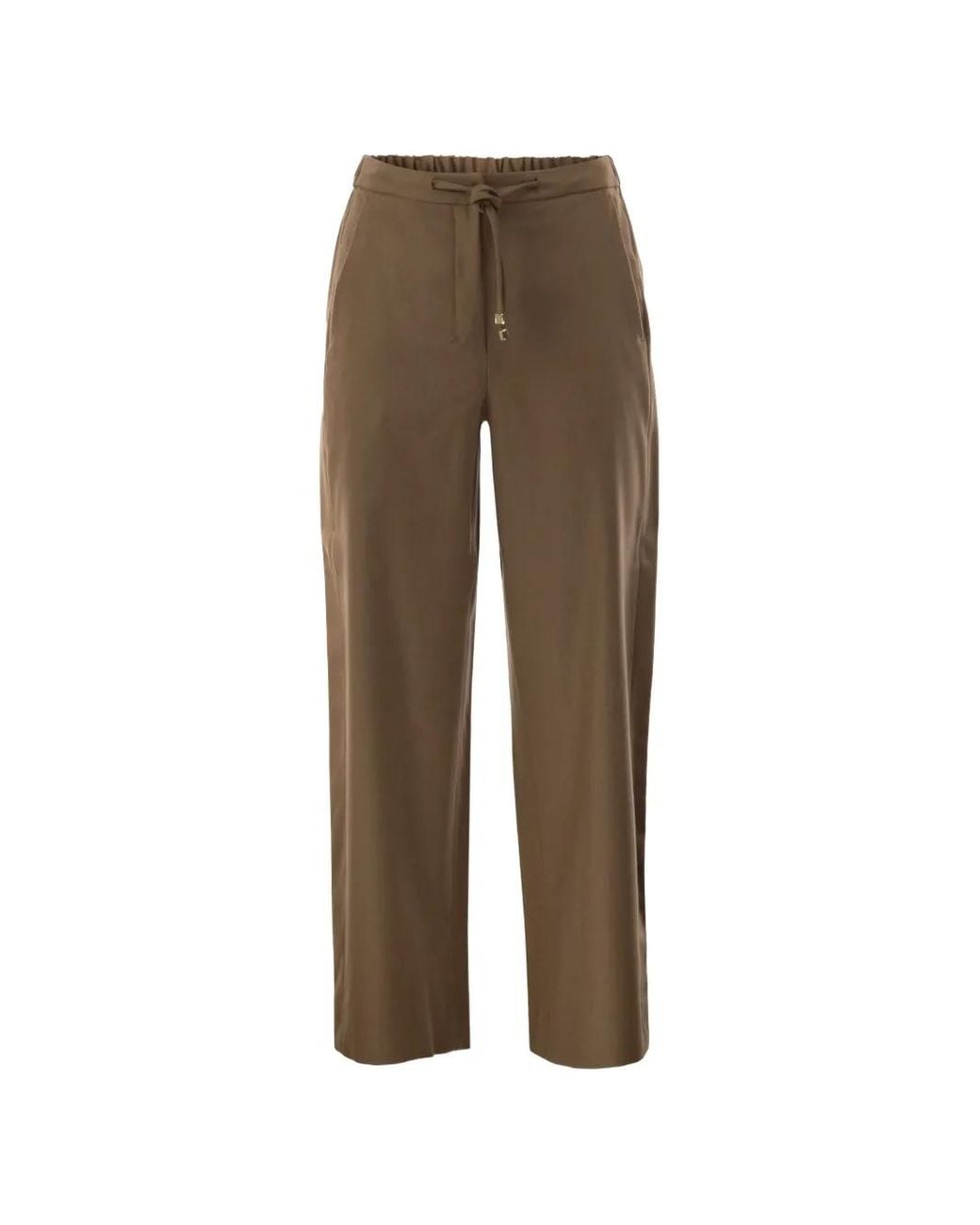 Max Mara Natural Drawstring Virgin Wool Trousers