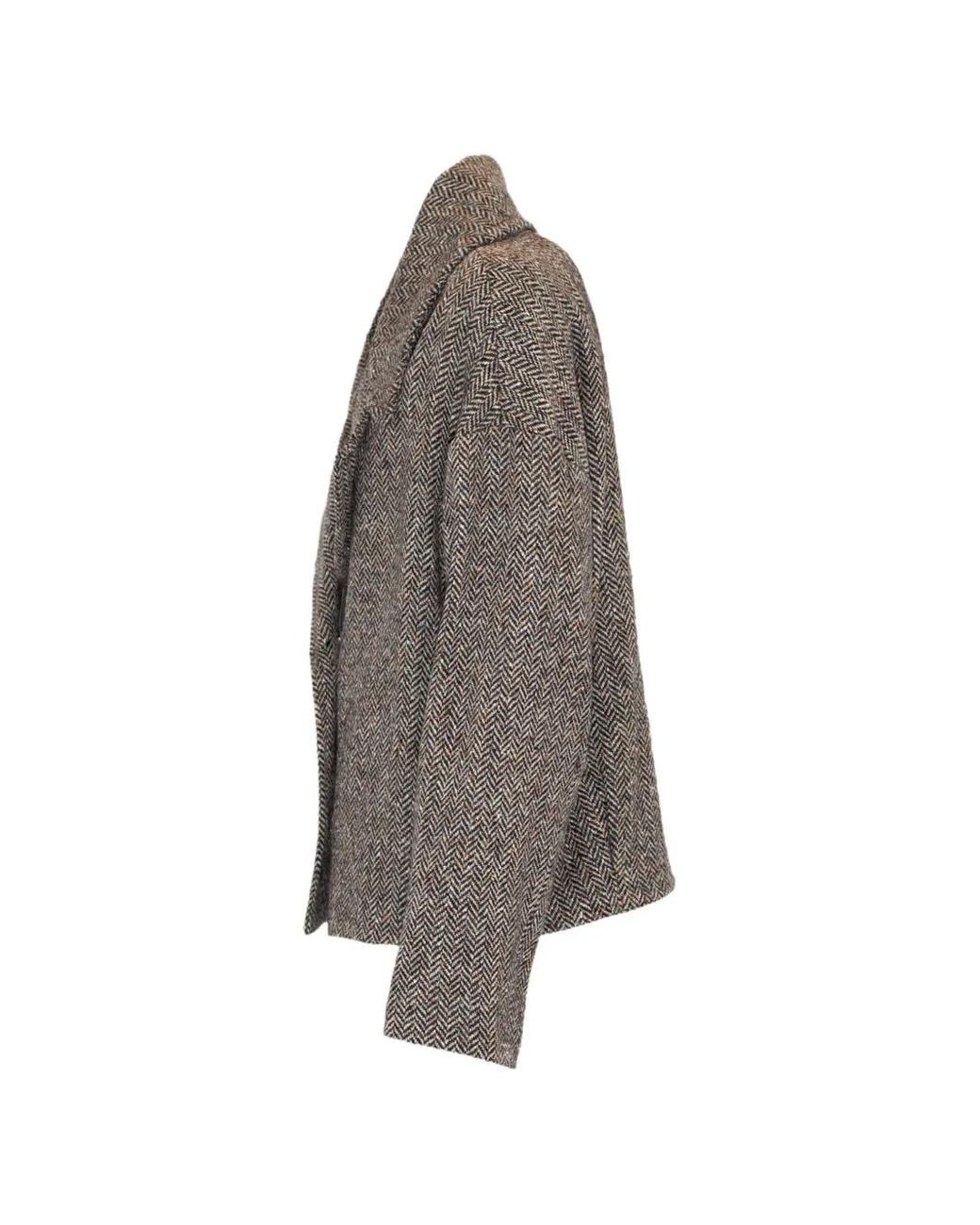 Momoní Brown Herringbone Double-Breasted Jacket