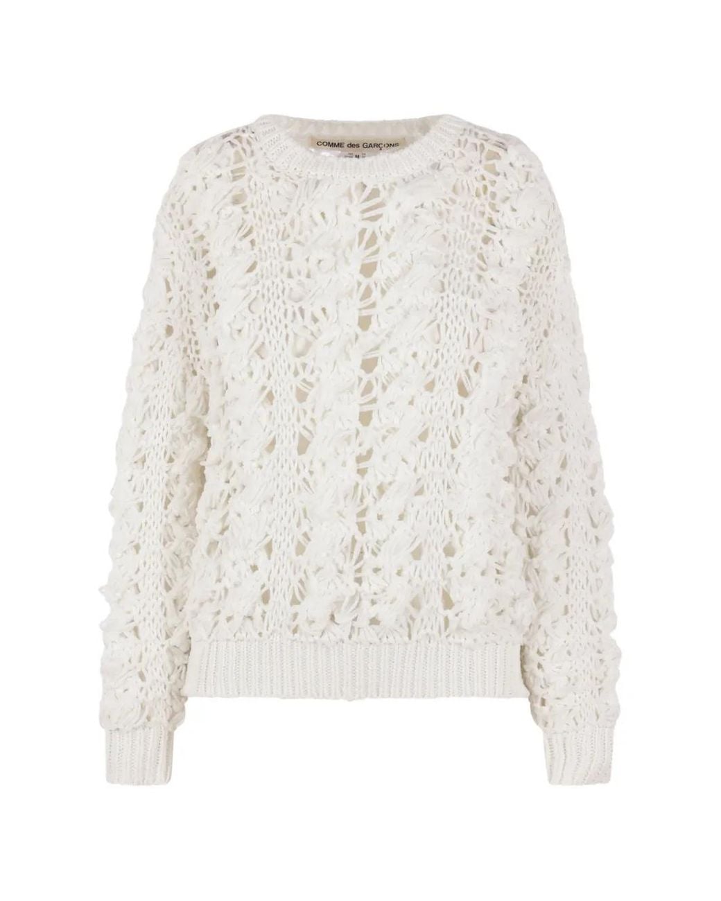 Comme des Garçons White Open-Knit Sweater
