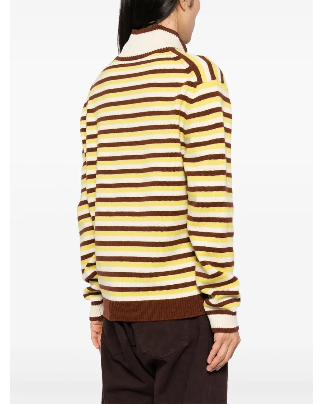 Maison Kitsuné Green Fox Head Intarsia Striped Jumper for men
