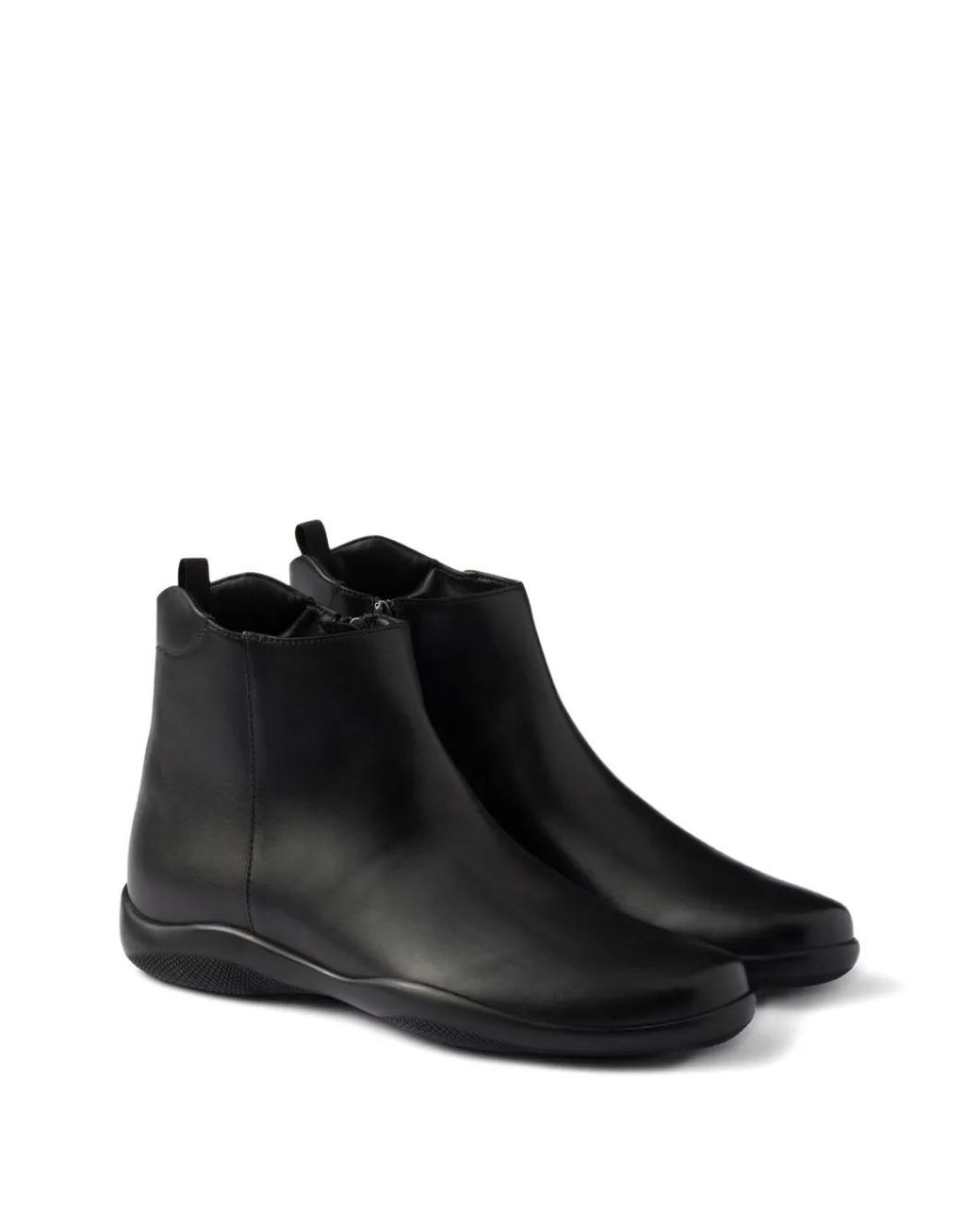 Prada Black Toblach Leather Ankle Boots for men