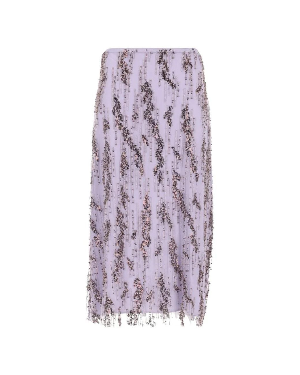 Staud Purple Aviva Sequin-Embellished Midi Skirt