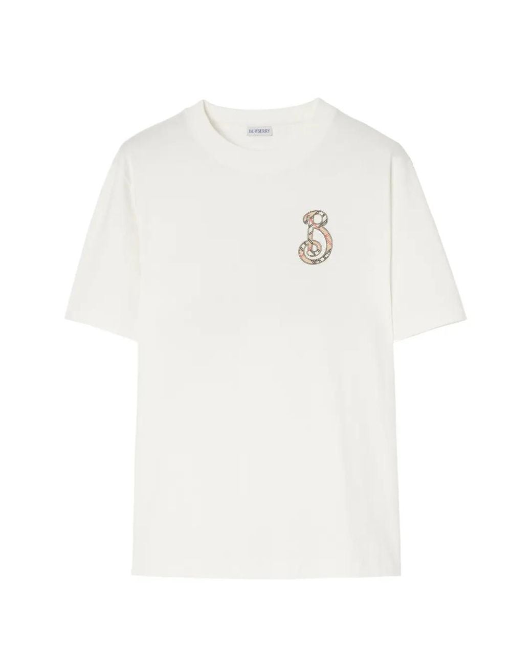 Burberry White Check B Motif Cotton T-Shirt for men