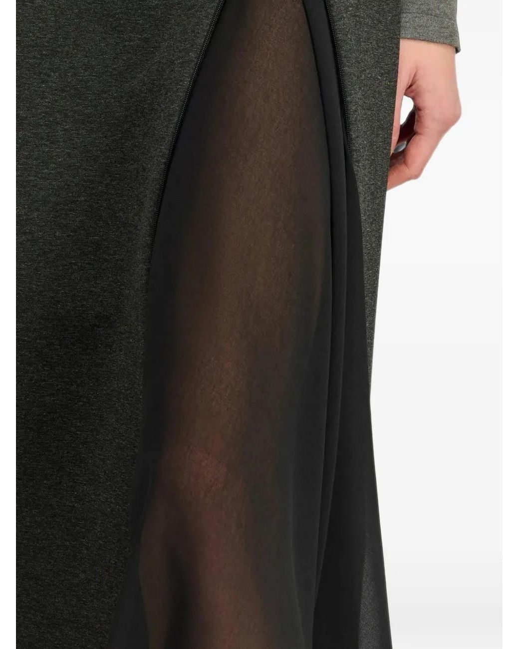 Semicouture Black Zip-Fastening Layered Midi Skirt
