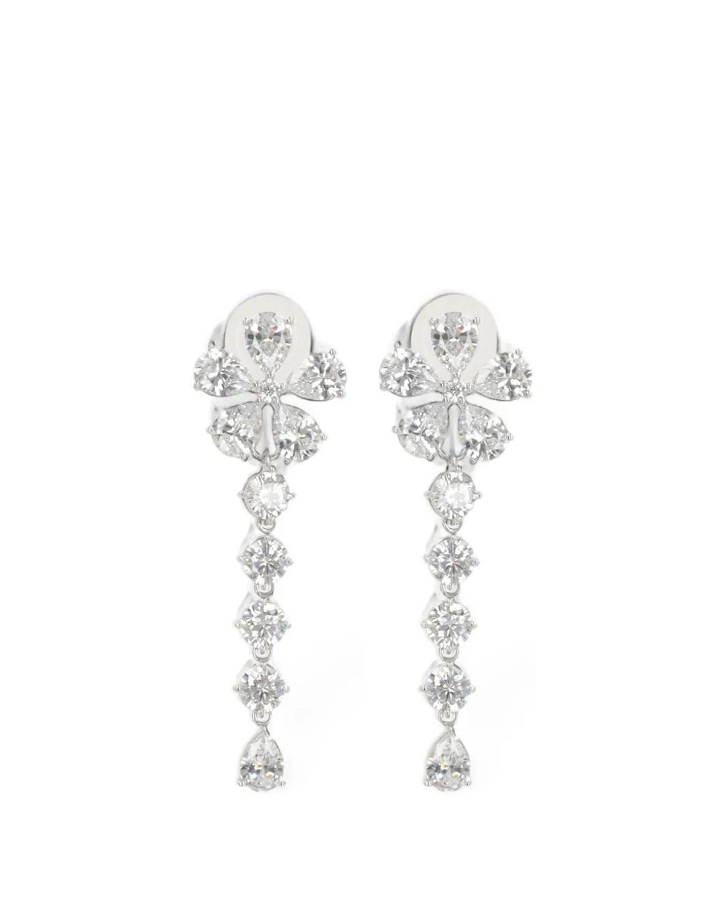 Self-Portrait White Crystal-Embellished Earrings
