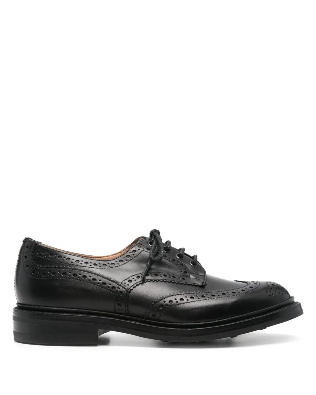 Tricker's Black Leather Brogue Lace-Up Dress Shoes for men