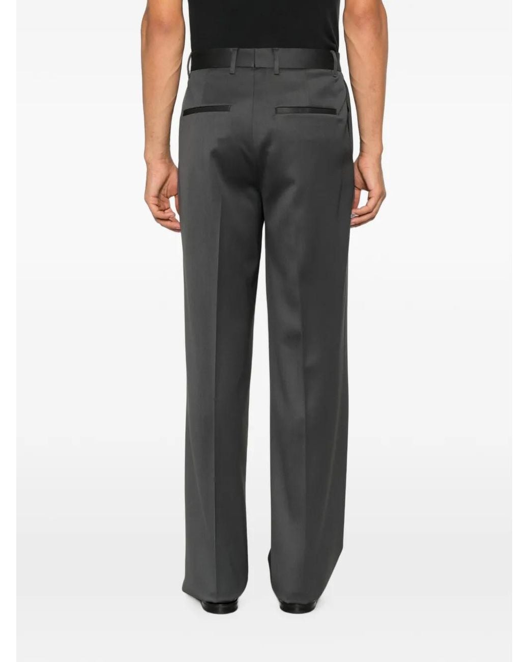 Lardini Gray Pleated Virgin-Wool Trousers for men