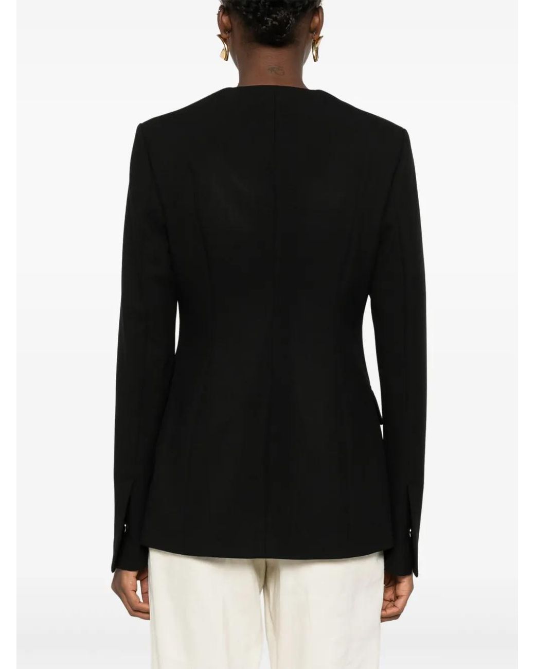 Totême Black Collarless Cinched Jacket