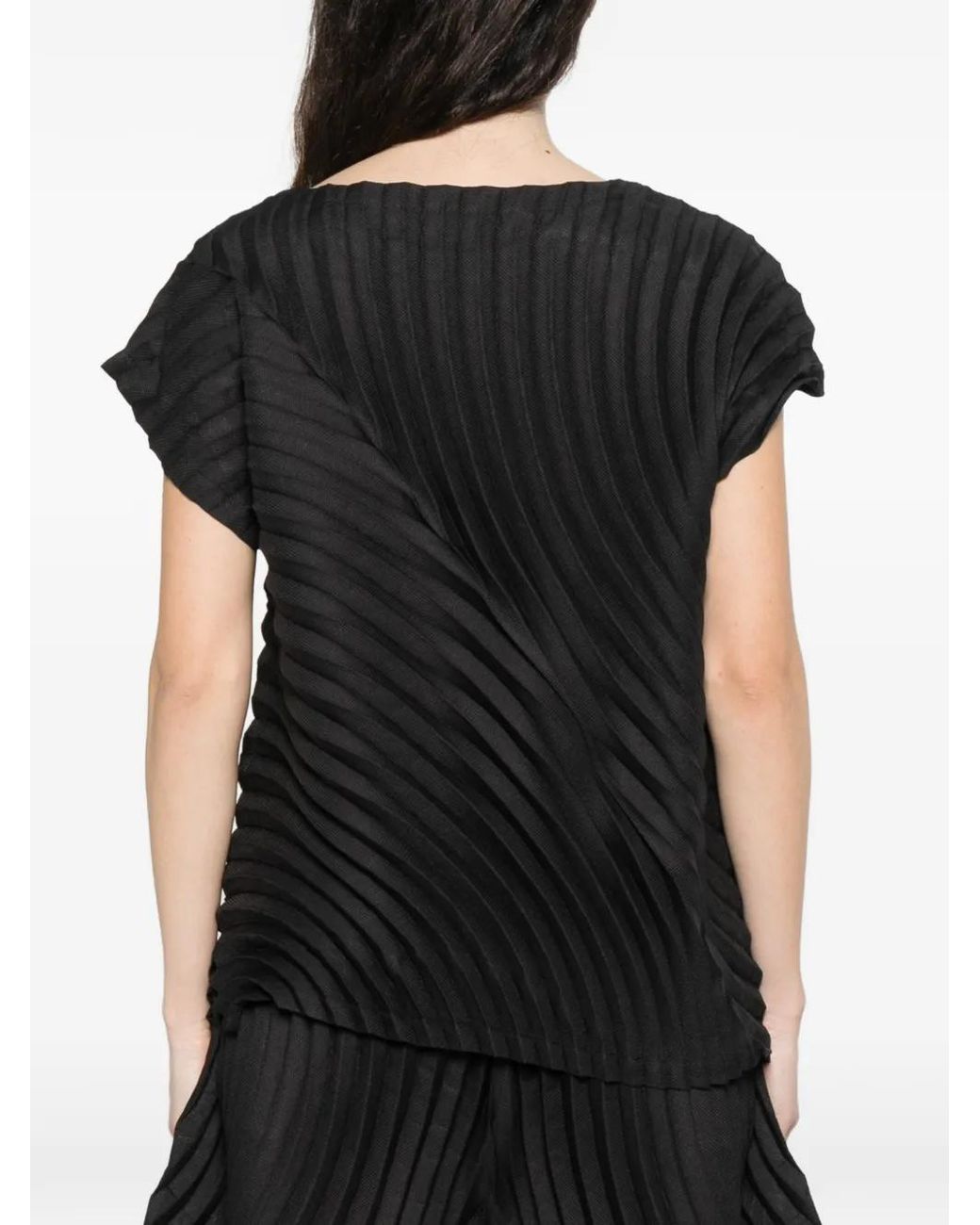 Issey Miyake Black Pleated Top