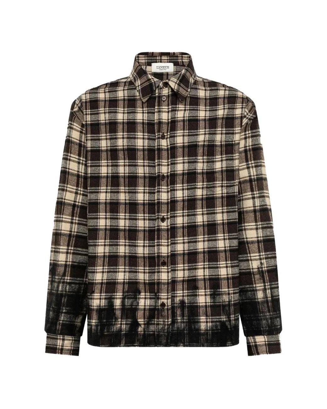 Laneus Black Check-Print Boxy-Fit Shirt for men