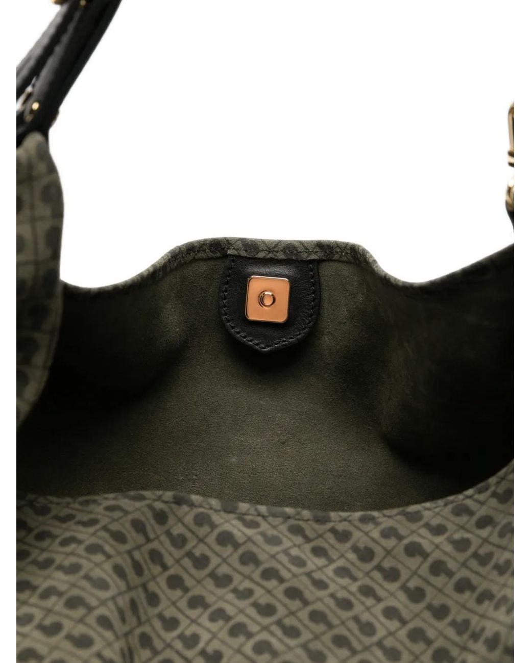 Gherardini Green Monogram-Print Leather Shoulder Bag