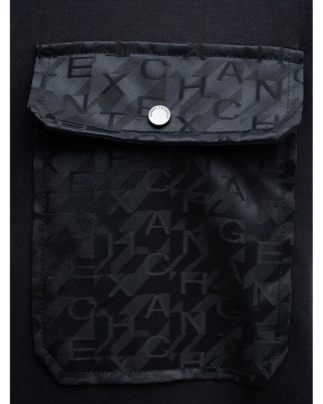 ARMANI EXCHANGE Black Logo-Pattern Pocket Sweater for men