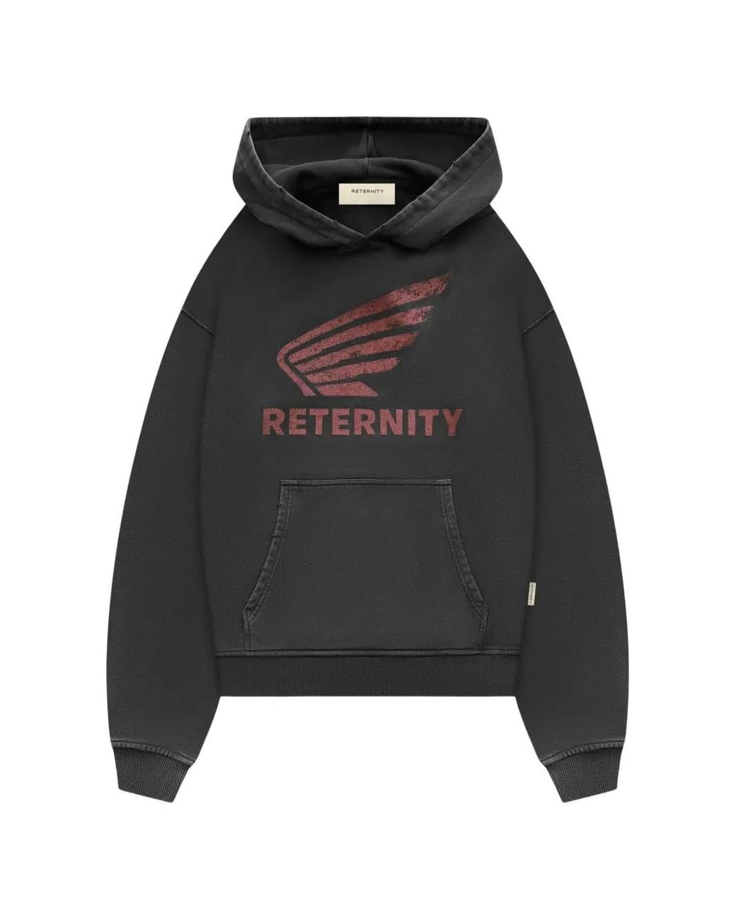 RETERNITY Black Aéro Logo-Print Hoodie for men