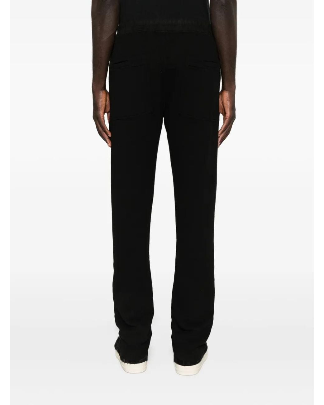Rick Owens Black Drawstring Cotton Trousers for men