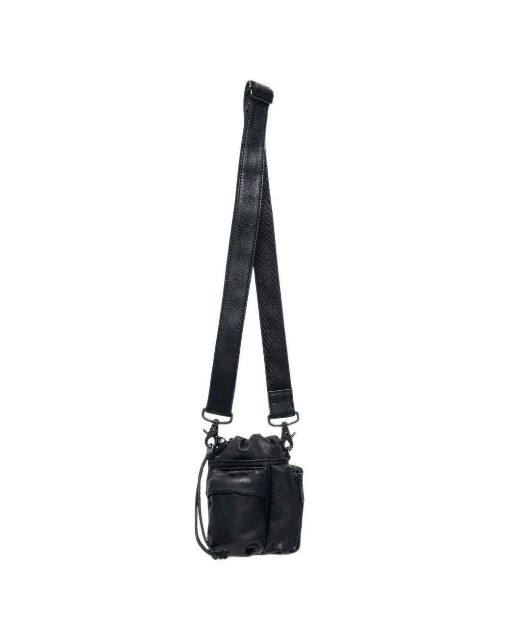 Y's Yohji Yamamoto White Drawstring Multi-Pocket Calf Leather Cross Body Bag