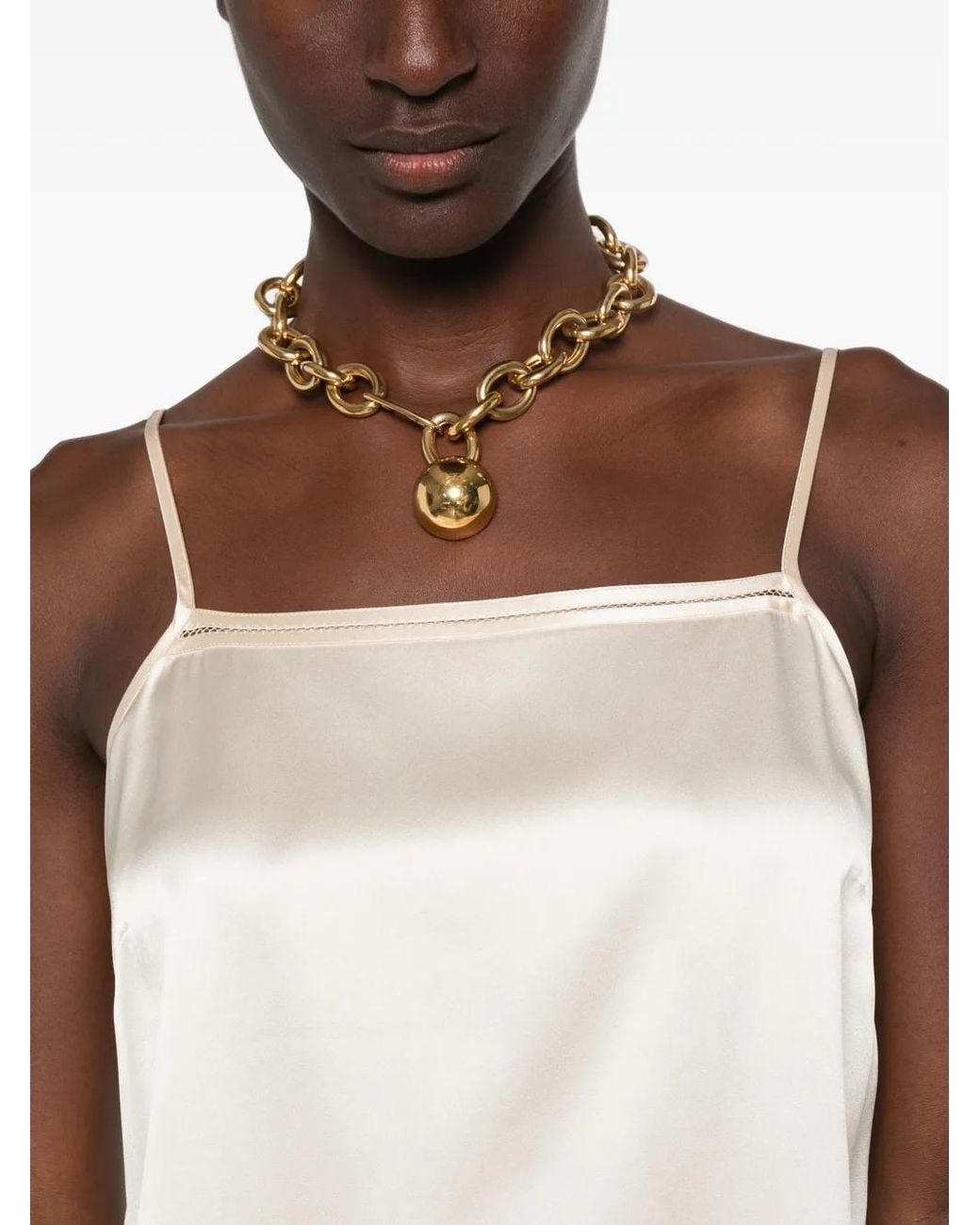 Joseph White Satin-Finish Spaghetti-Strap Top