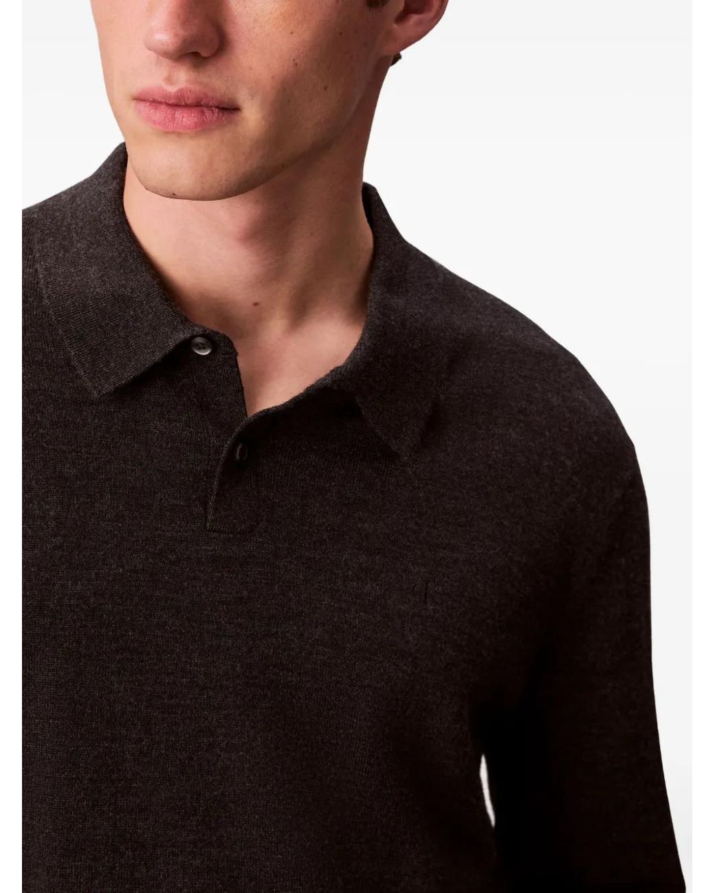 Calvin Klein Black Polo-Collar Sweater for men