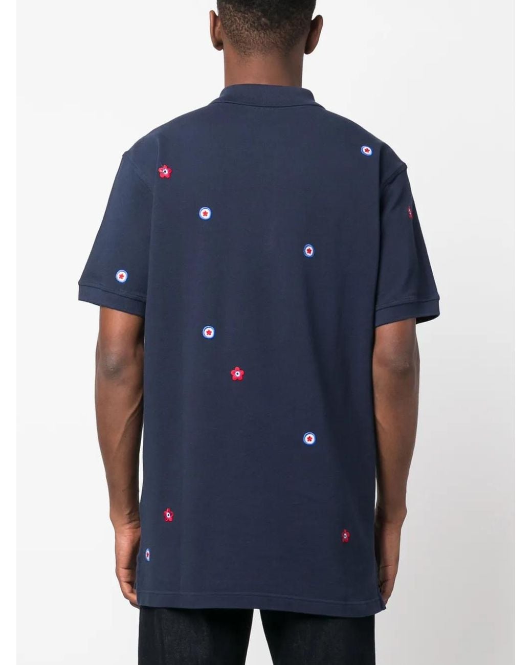 KENZO Blue Target Embroidered Cotton Shirt for men