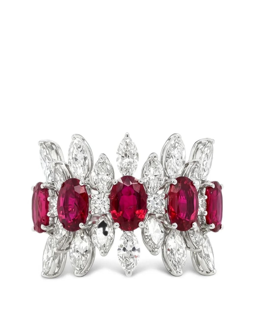 HYT Jewelry White Ruby And Diamond Band Ring
