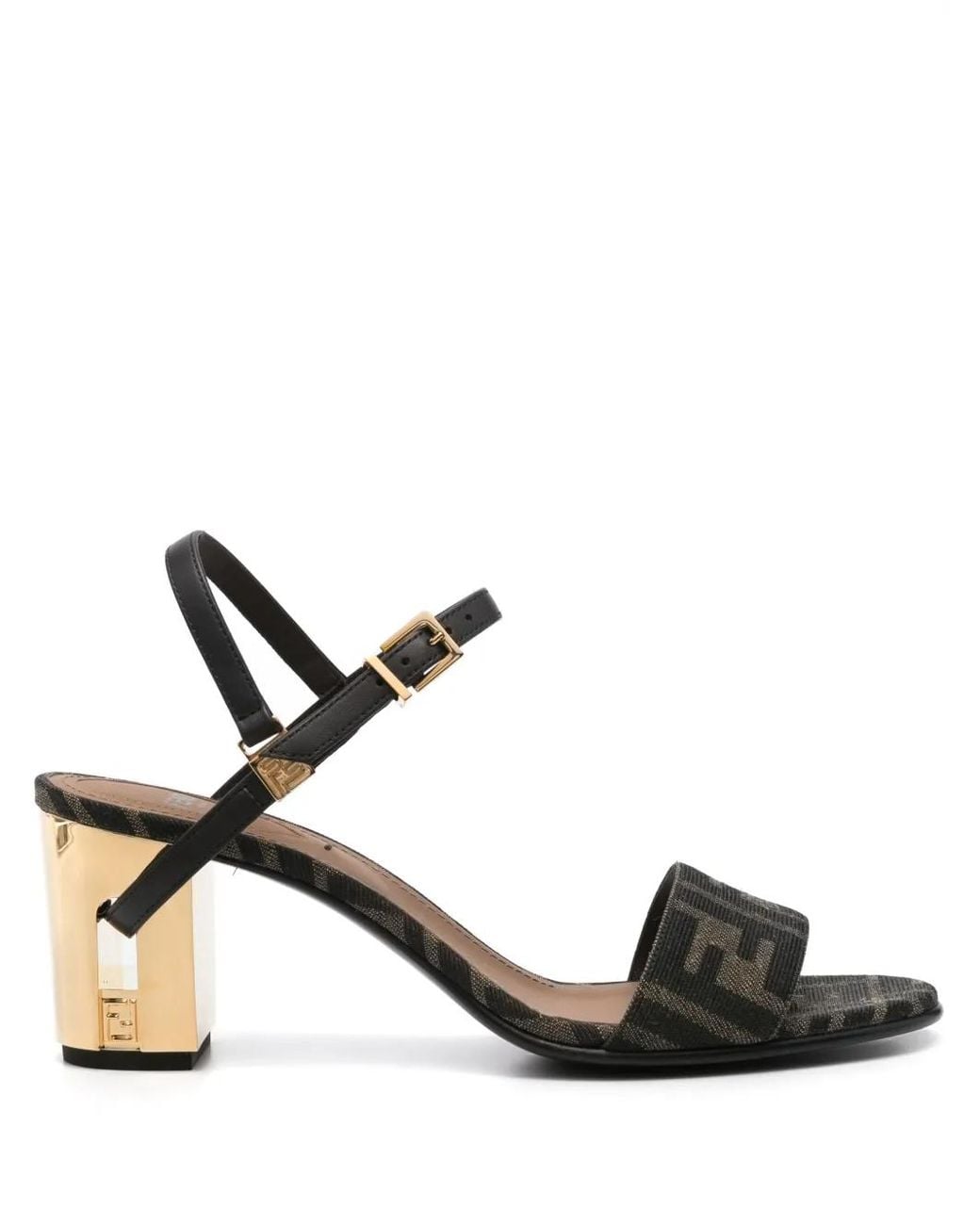 Fendi Black Delfina Heel Sandals