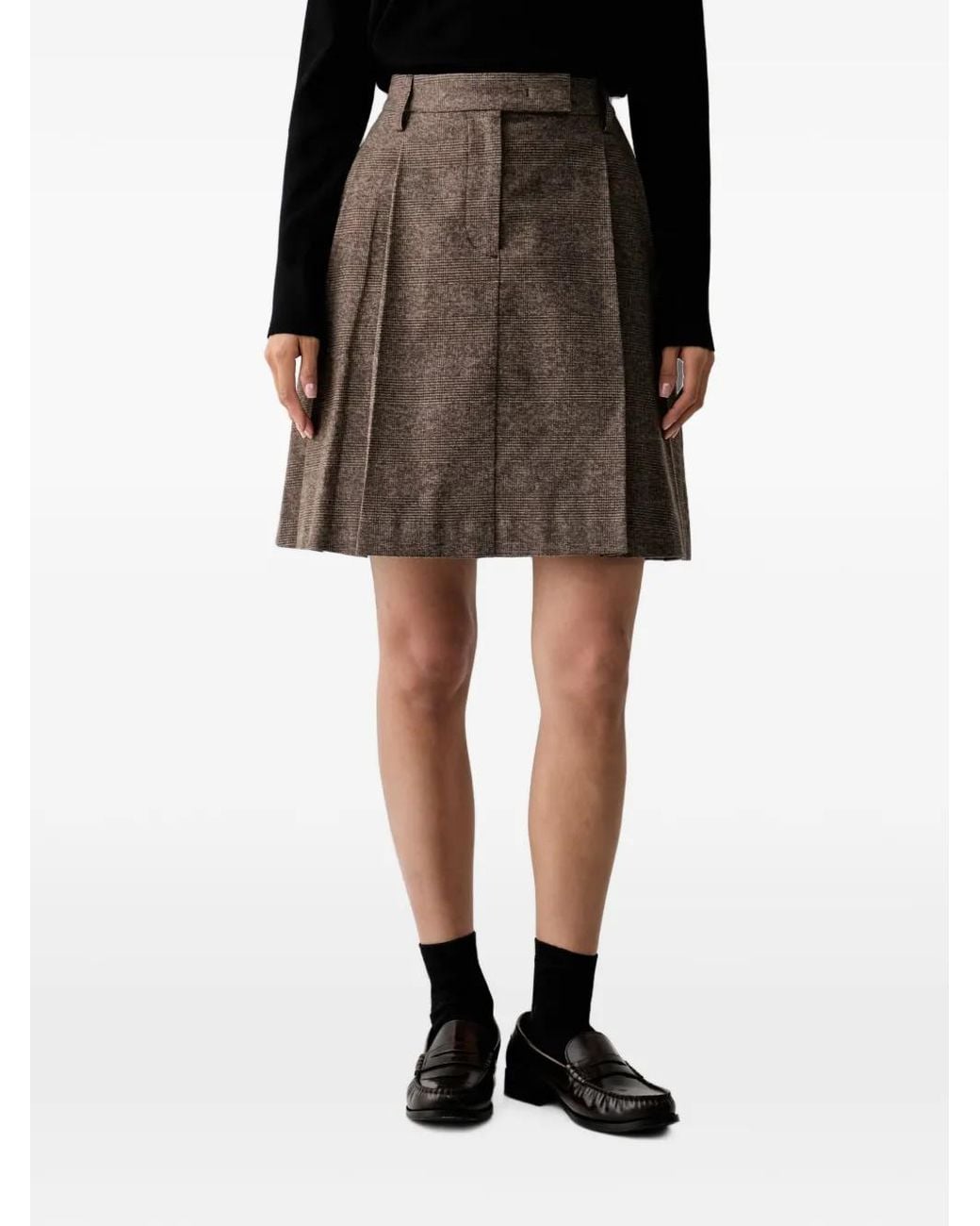 Marc O' Polo Black Check-Pattern Pleated Mini Skirt