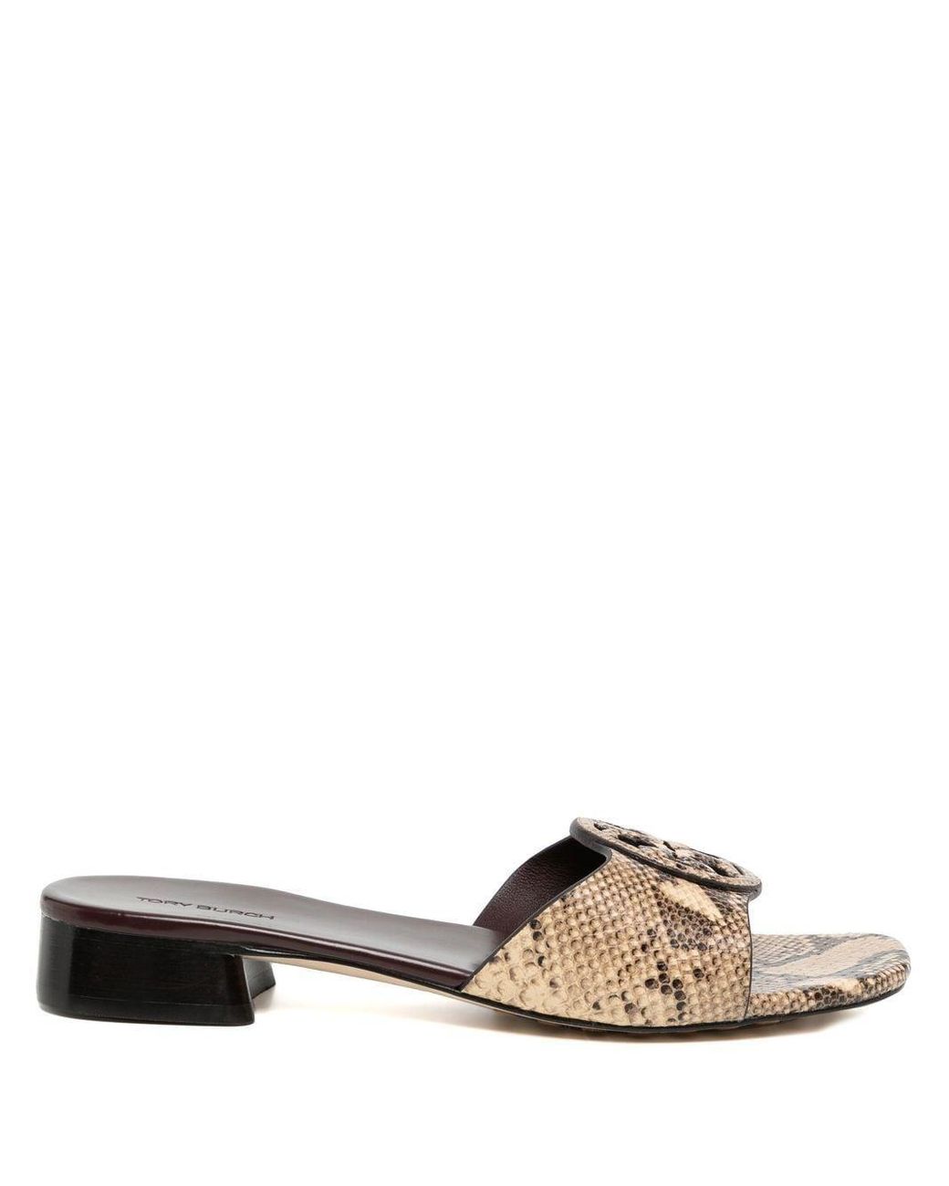 Tory Burch Bombe Miller Snake-skin Effect Slides in Brown | Lyst UK