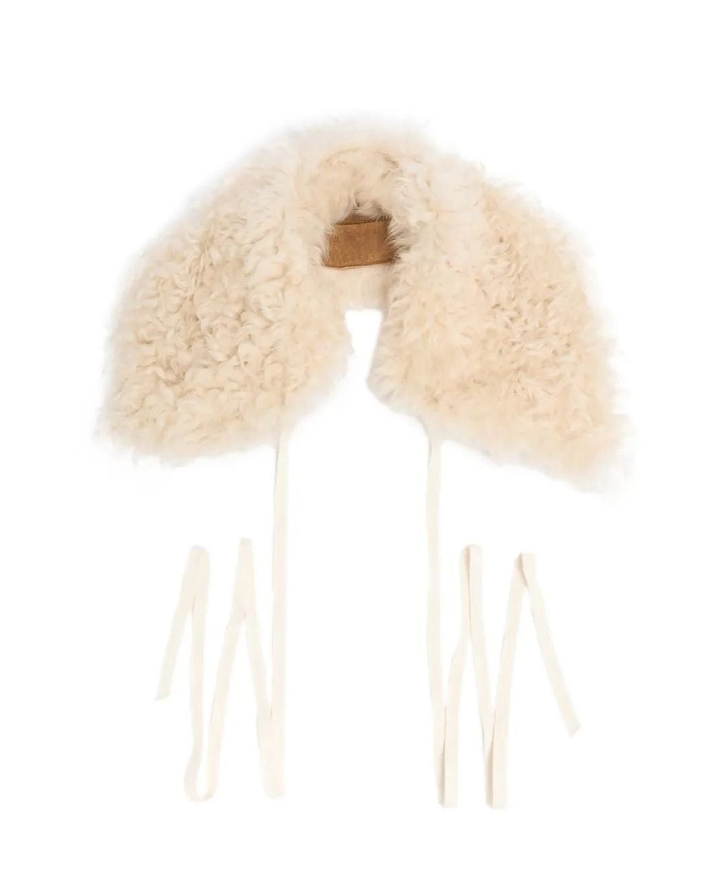 Ann Demeulemeester White Curled Shearling Collar Scarf
