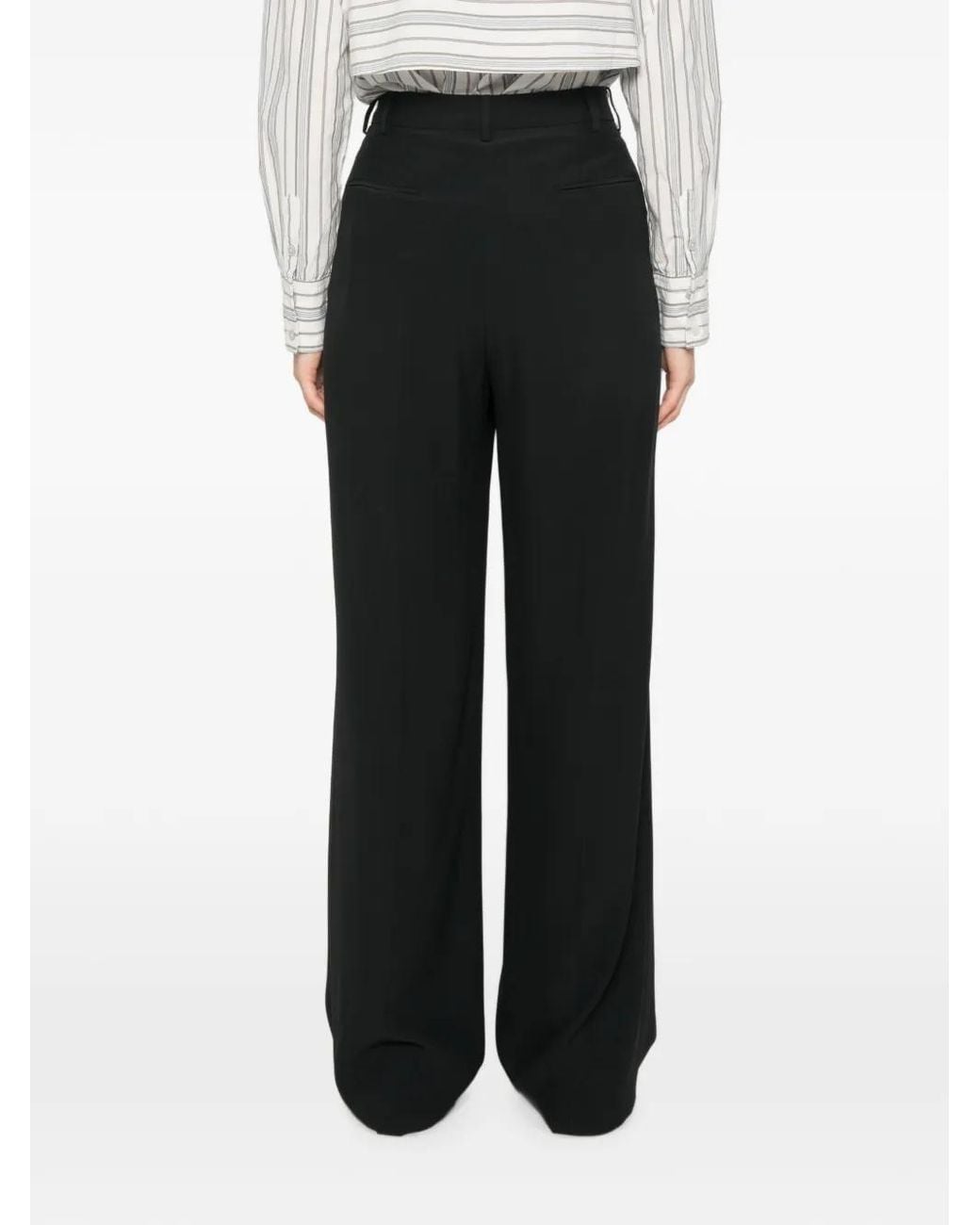 N°21 Black Pleated Wide-Leg Trousers