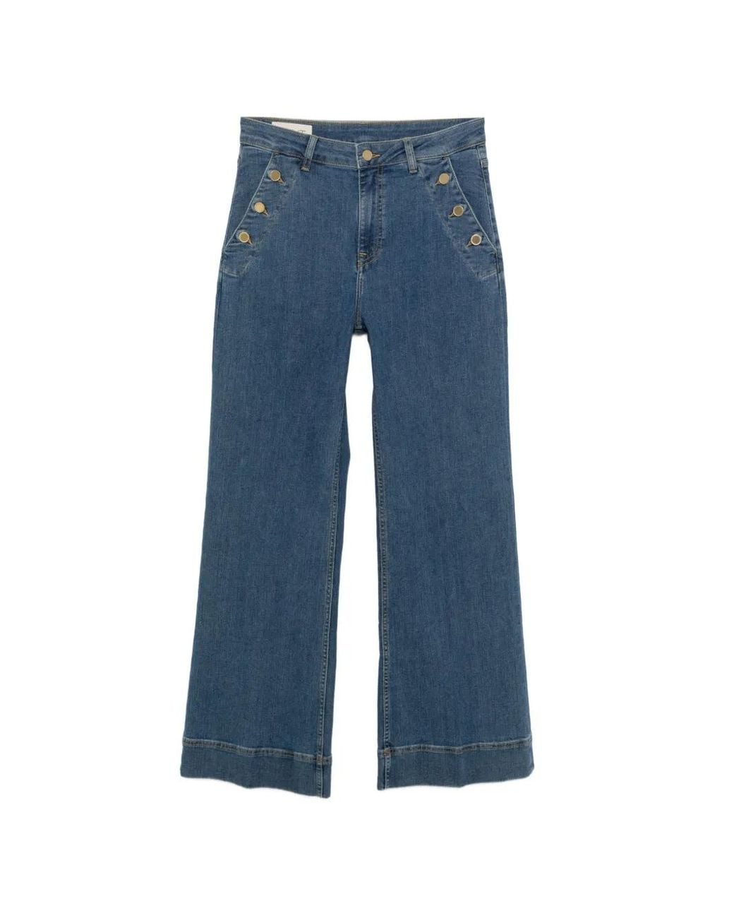 Gant Blue Button-Detail Flare Jeans