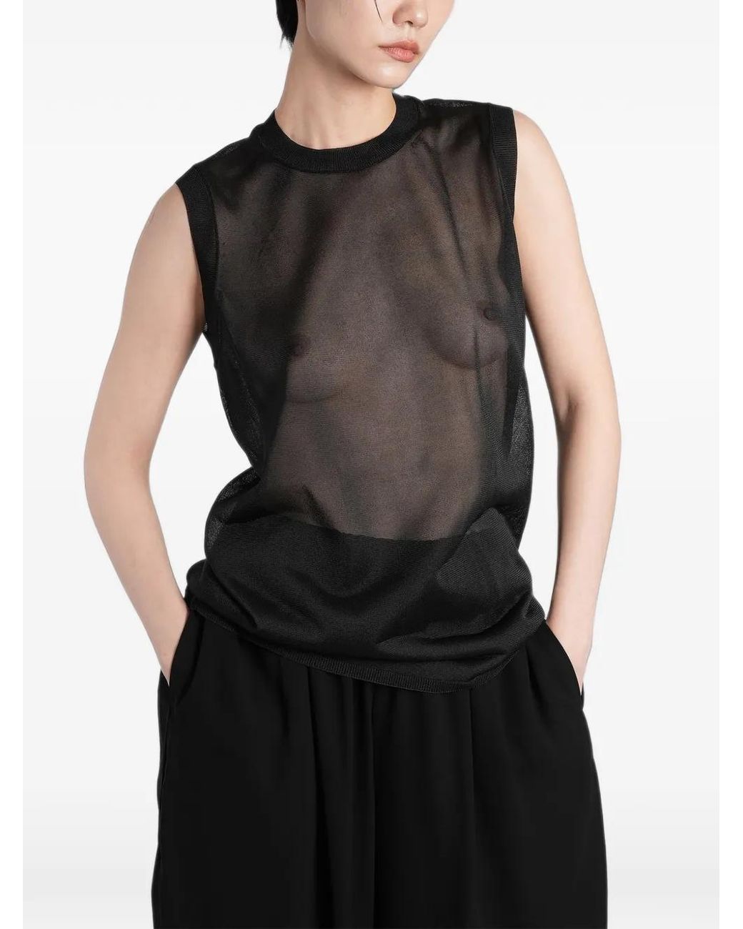 Comme des Garçons Black Sheer Knit Top