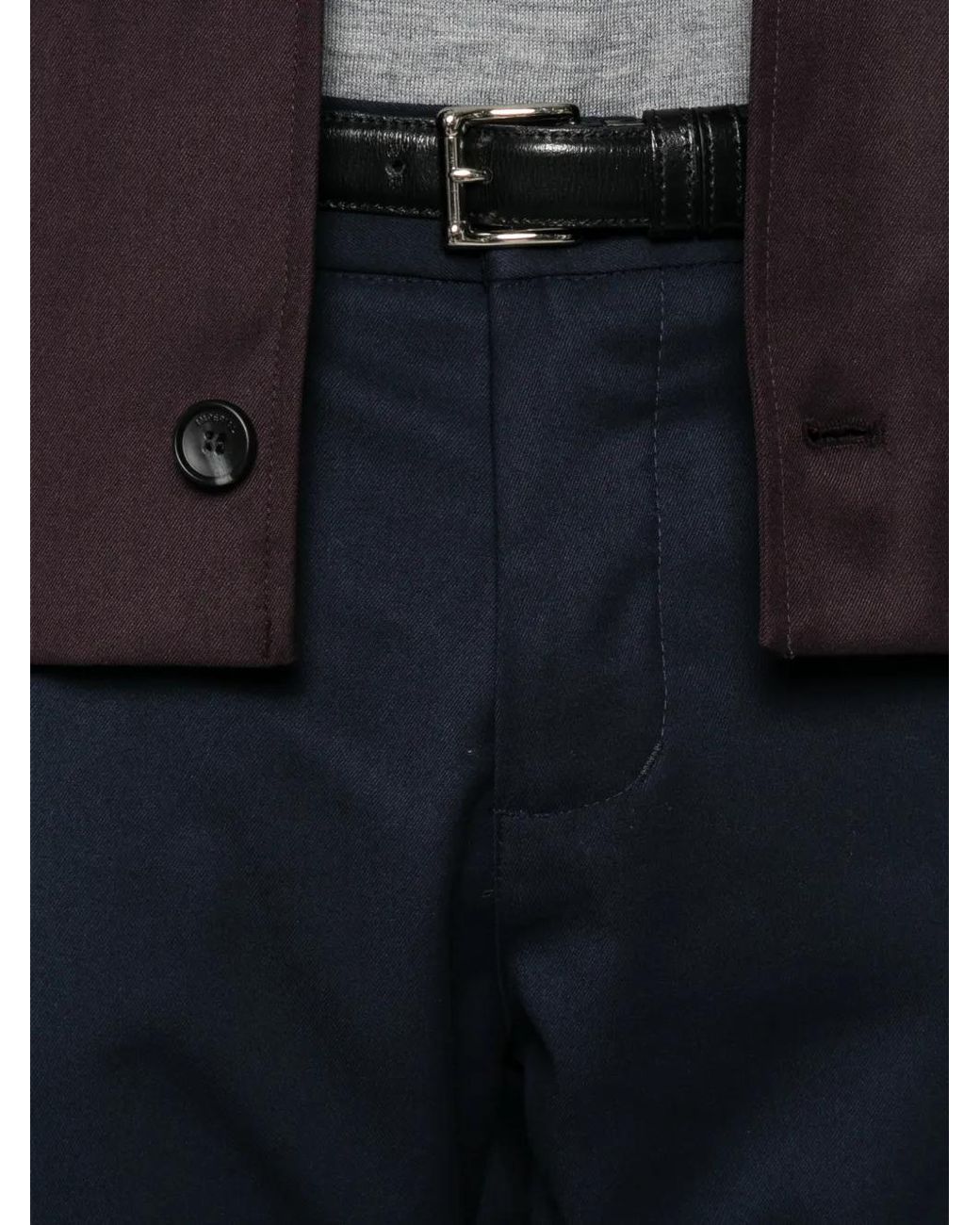 Imperial Blue Straight-Leg Turn-Up Trousers for men