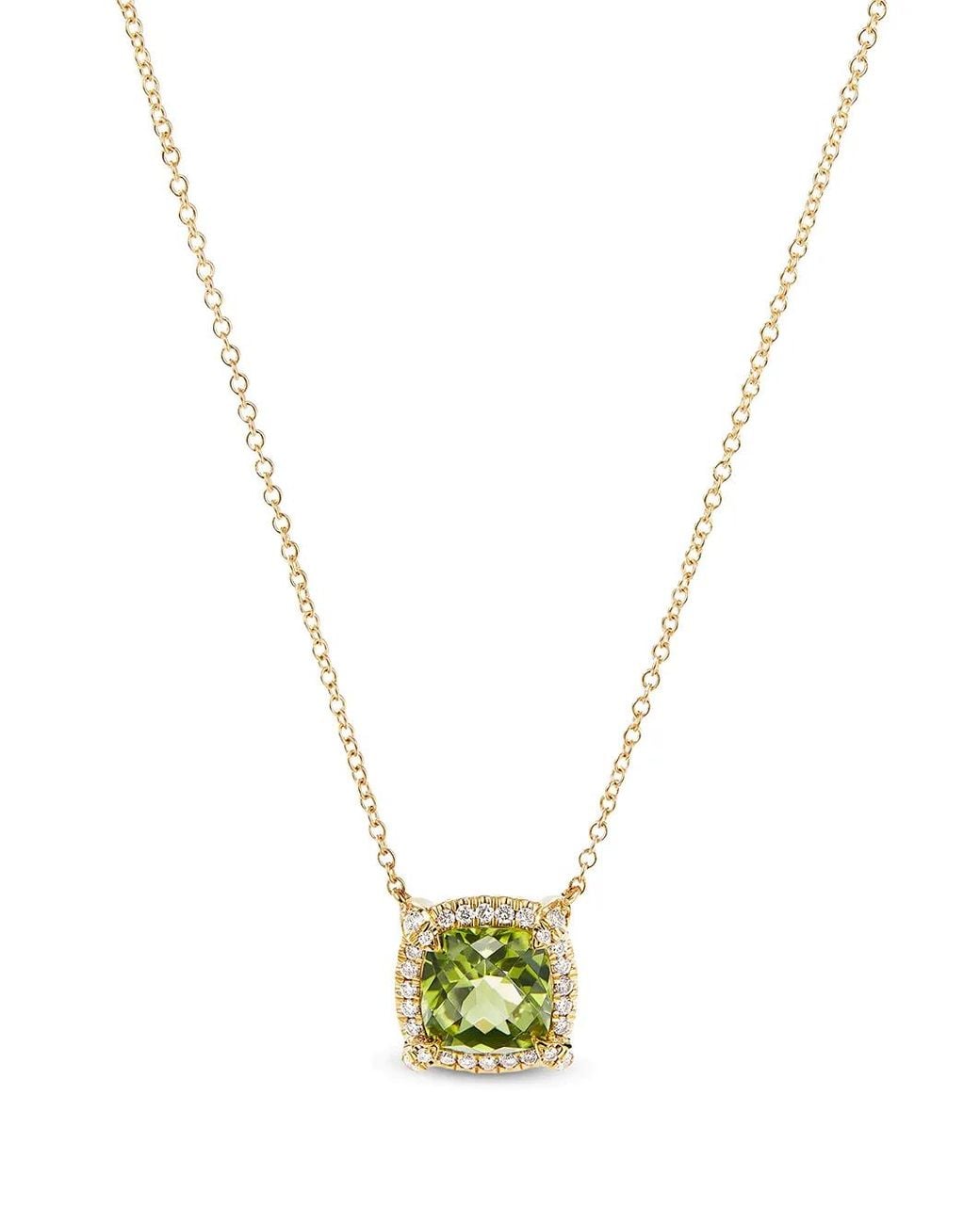 David Yurman Metallic 7Mm 18Kt Chatelaine Peridot And Diamond Necklace