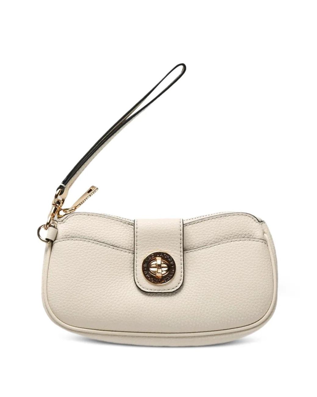 Marc Jacobs Natural Turnlock Leather Clutch Bag