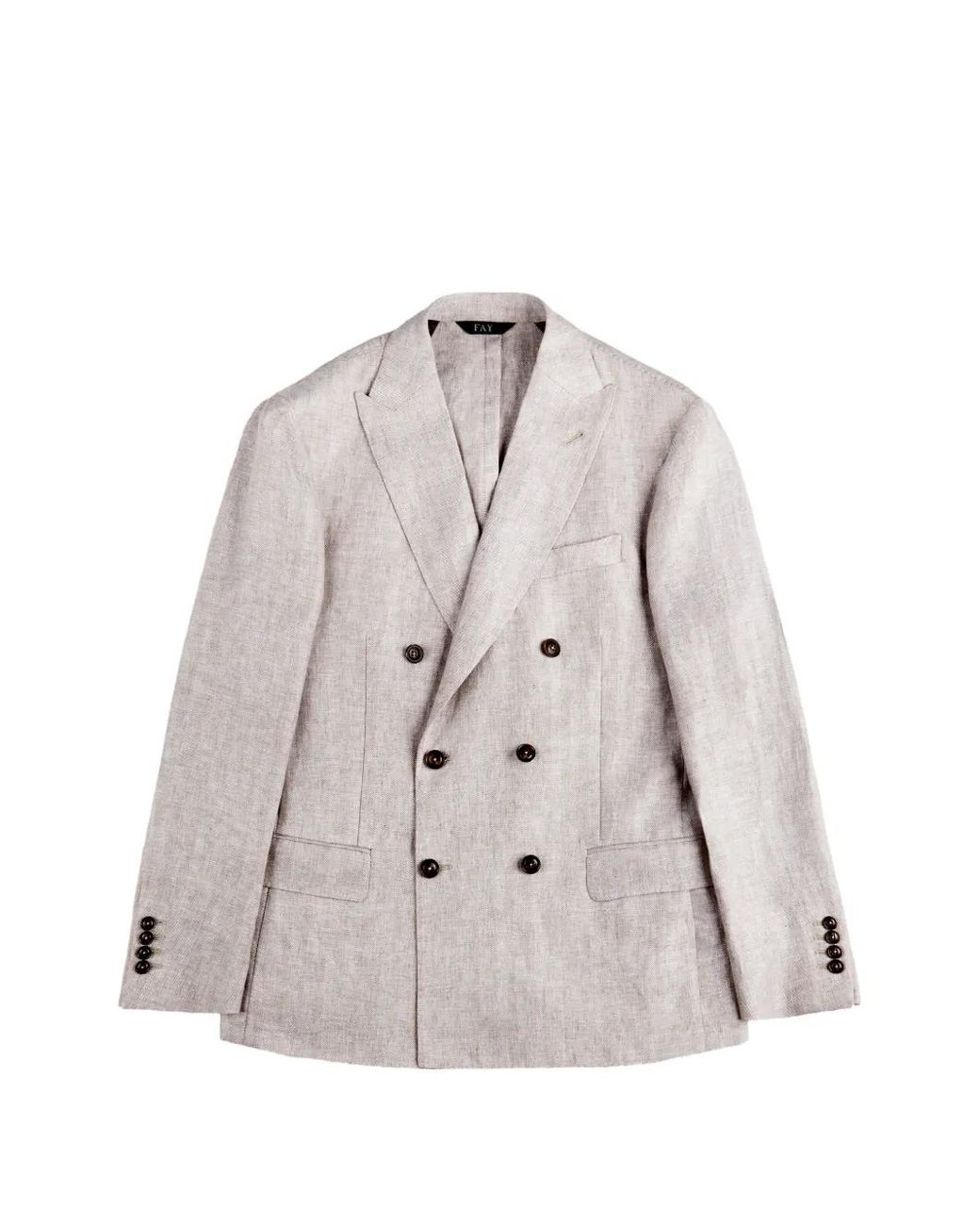 Fay White Double-Breasted Peak-Lapel Jacket for men