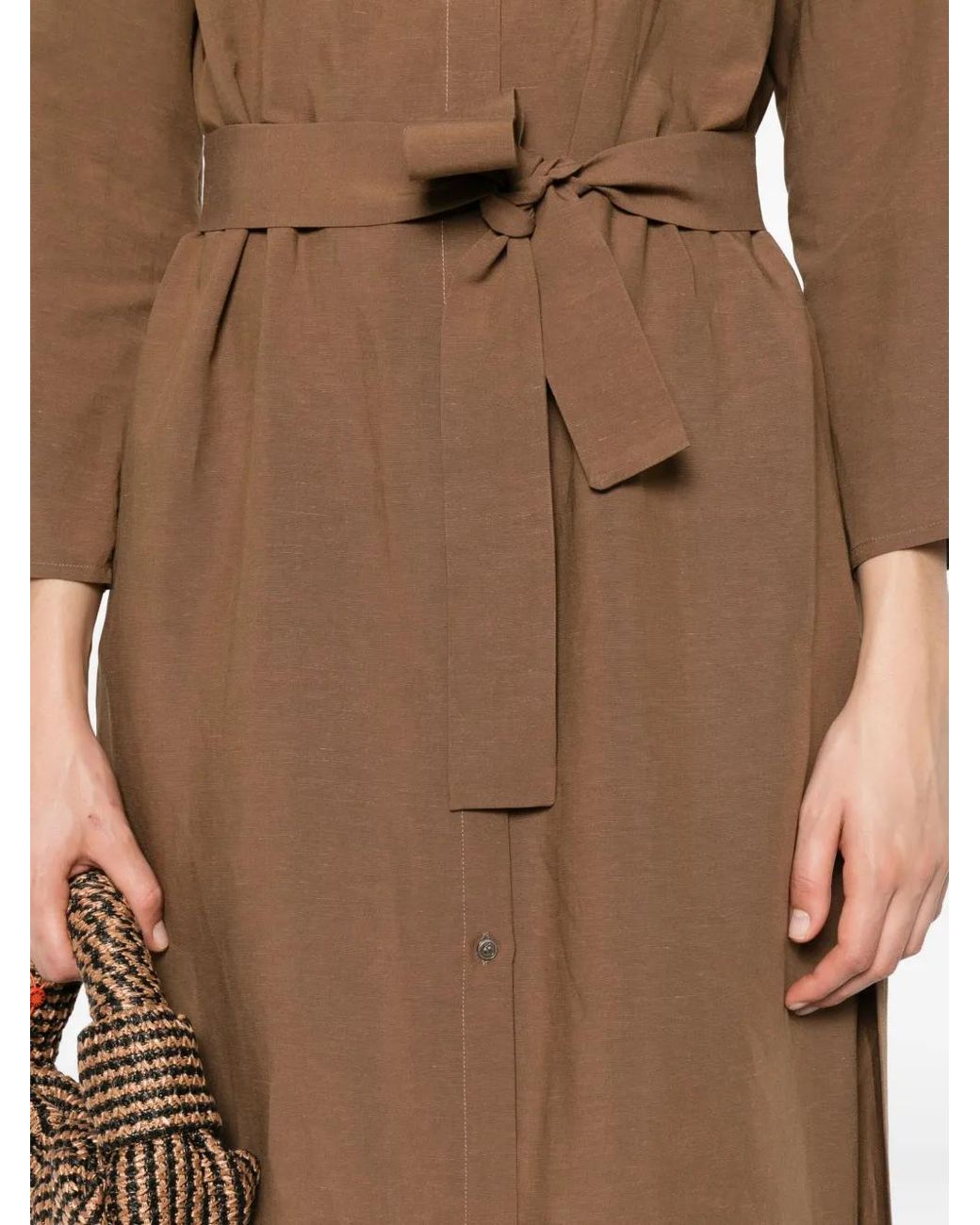 Blanca Vita Brown Belted Shirt Dress