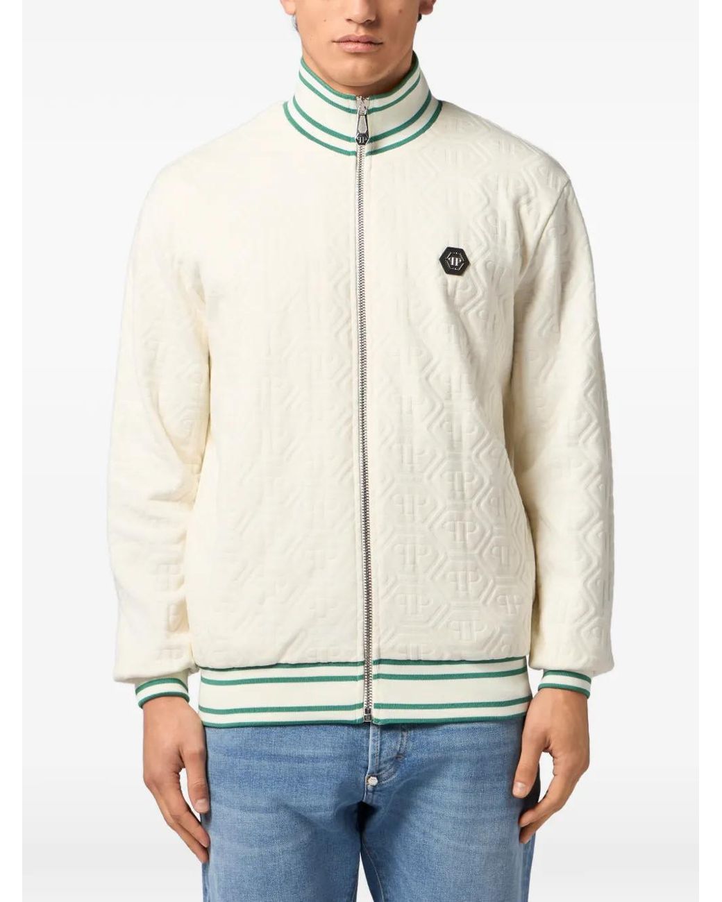 Philipp Plein White Tracksuit Jacket Jacquard Monogram for men