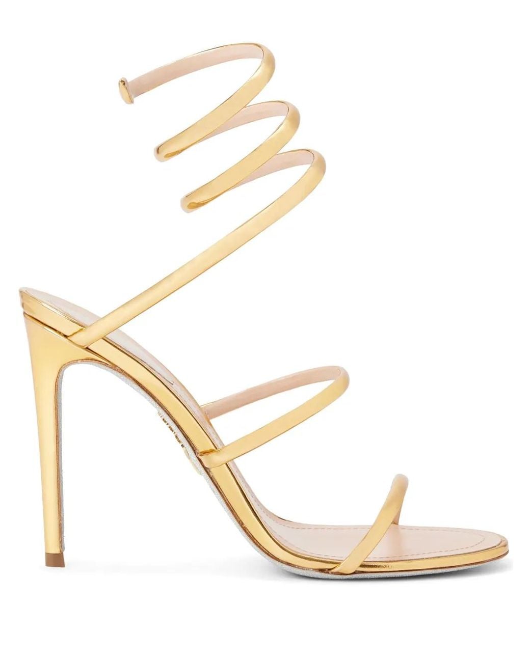 Rene Caovilla Metallic Cleo Leather Heel Sandals