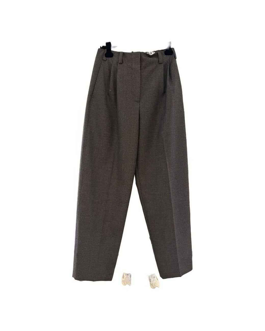 Givenchy Gray Wide-Leg Pleated Tailored Trousers