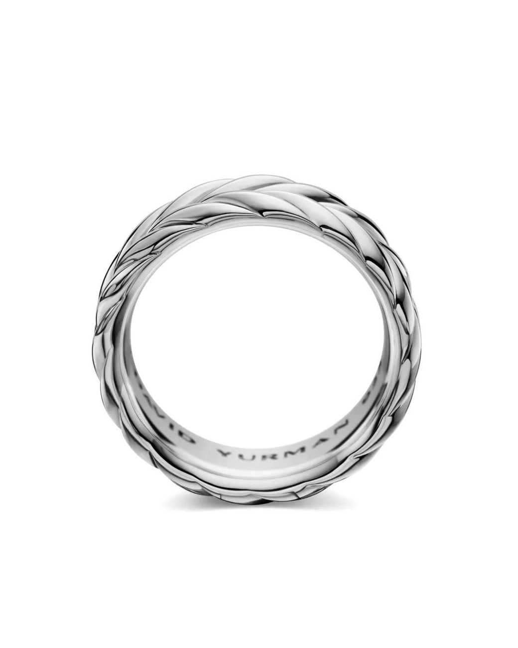 David Yurman White Sterling Chevron Band Ring (8.5Mm) for men