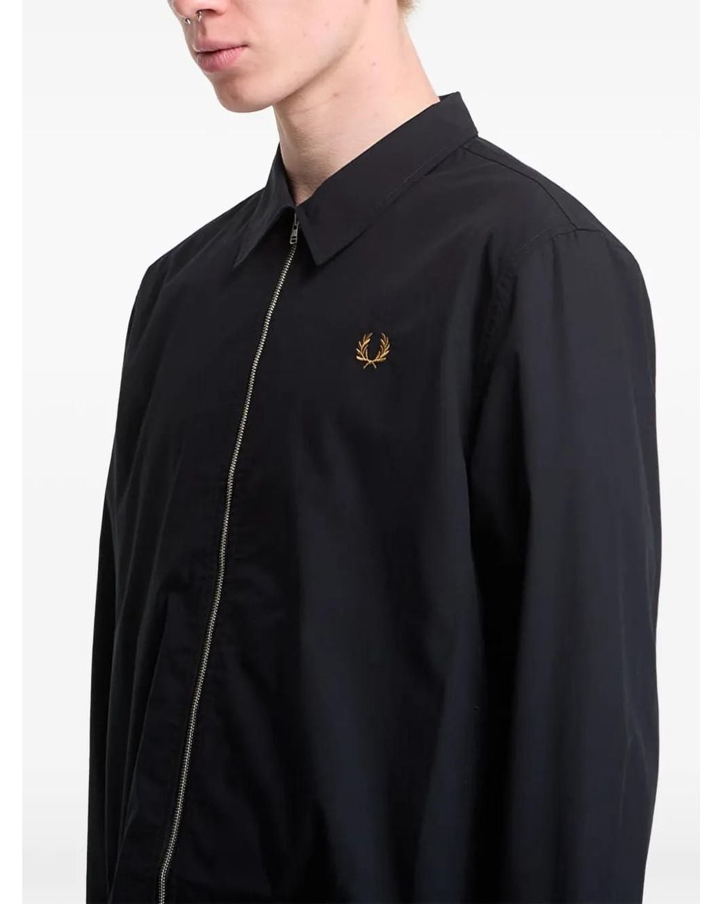 Fred Perry Blue Logo-Embroidered Poplin Jacket for men