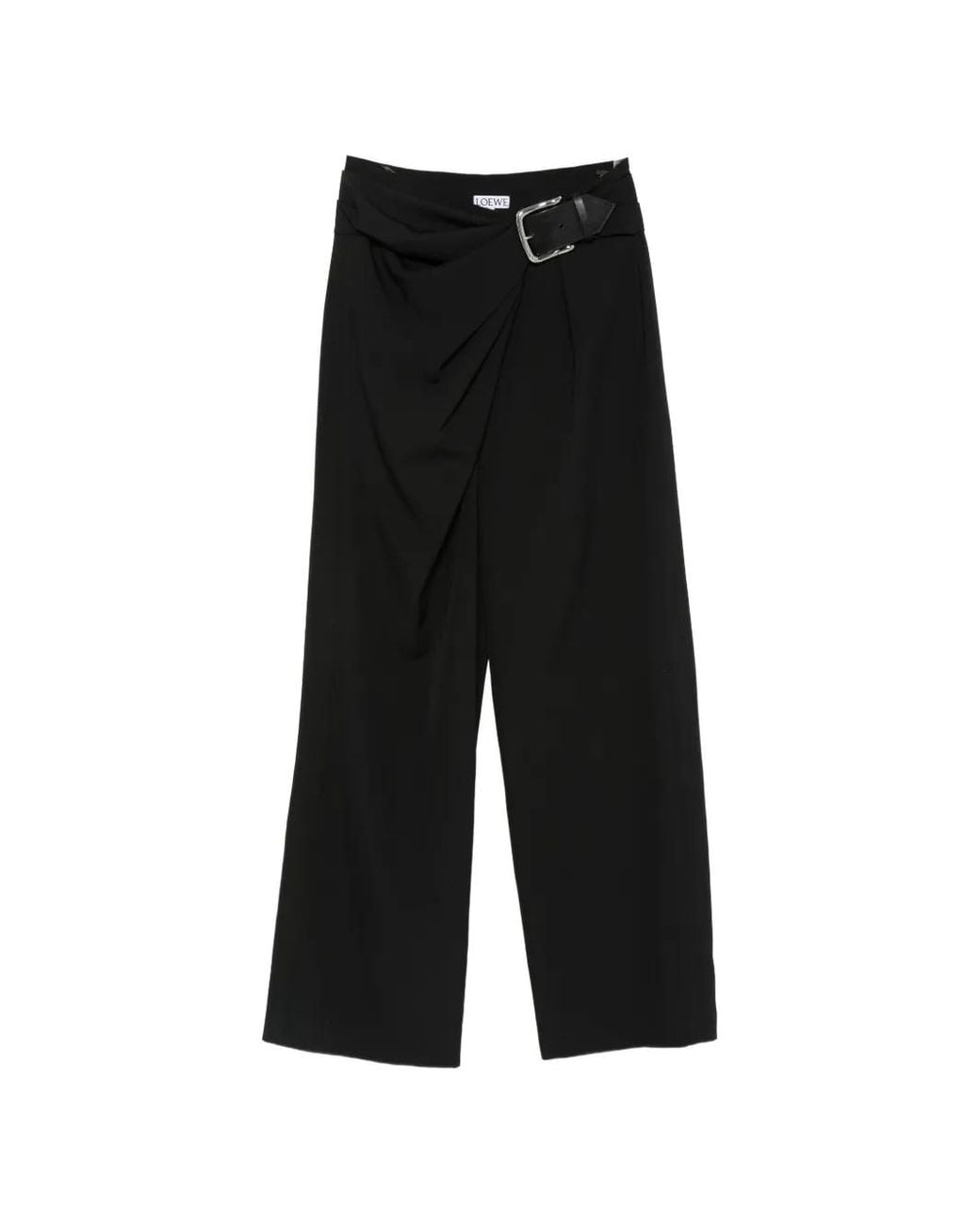 Loewe Black Belted Draped Trousers