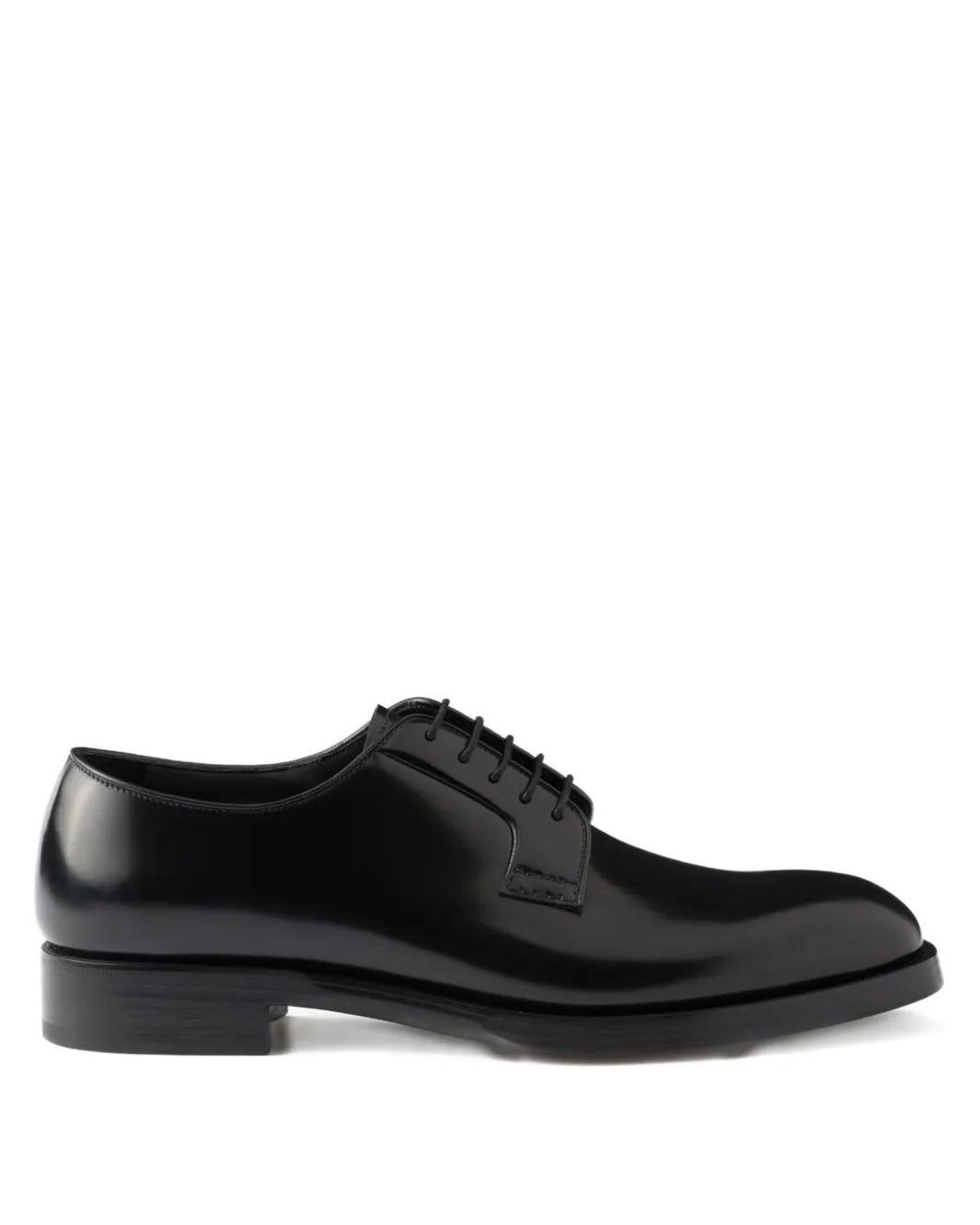 Prada Black Brushed Leather Lace-Up Shoes for men