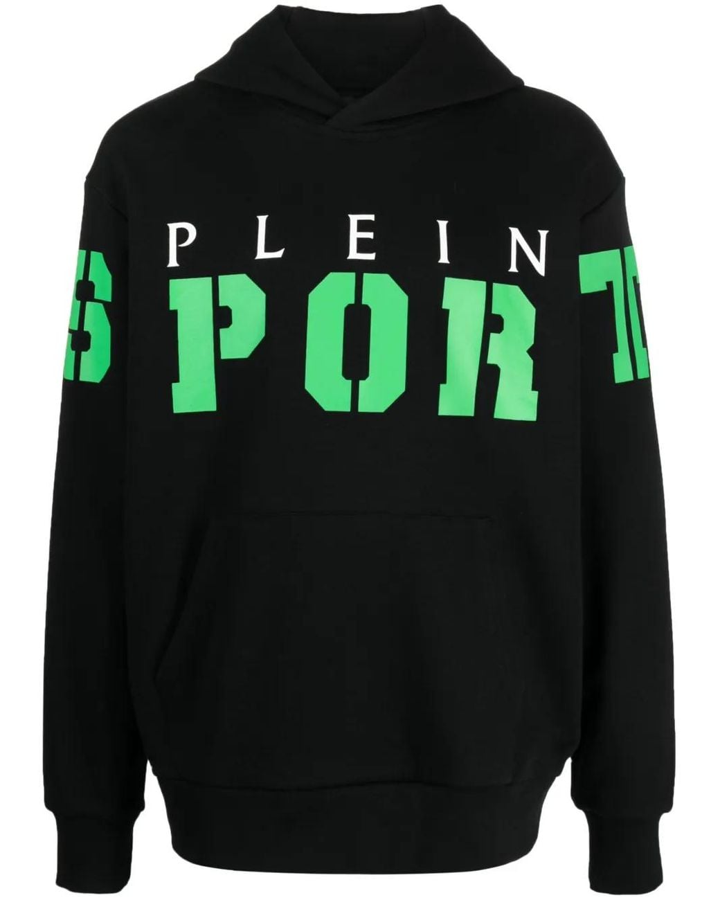 Philipp Plein Black Logo-Print Cotton Hoodie for men