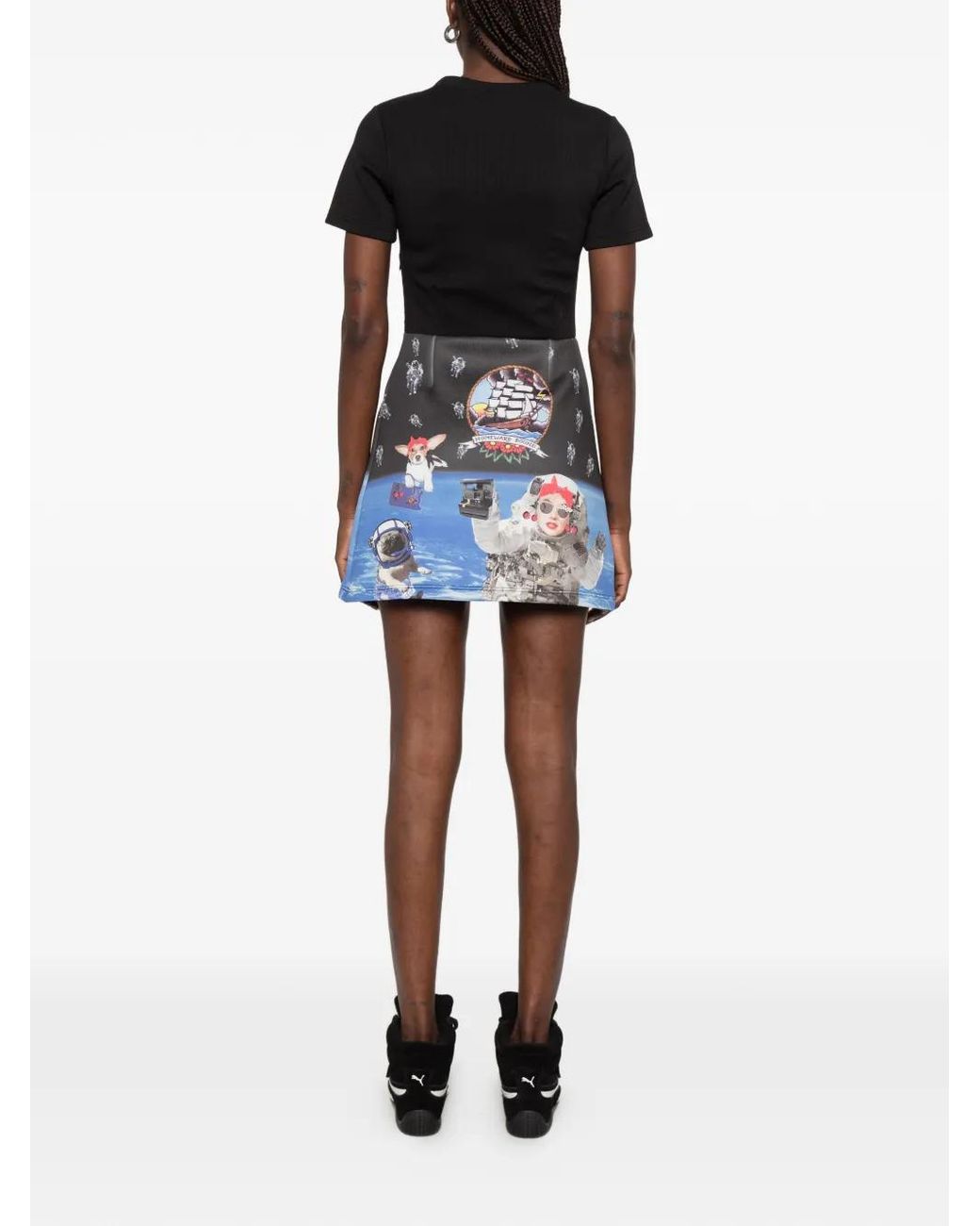 The Artistylist Black Graphic-Print Short-Sleeve Dress