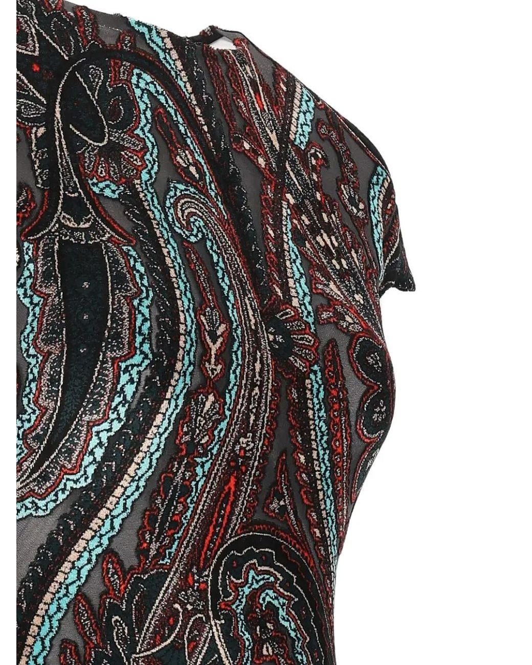 Etro White Paisley-Print Short-Sleeve Maxi Dress