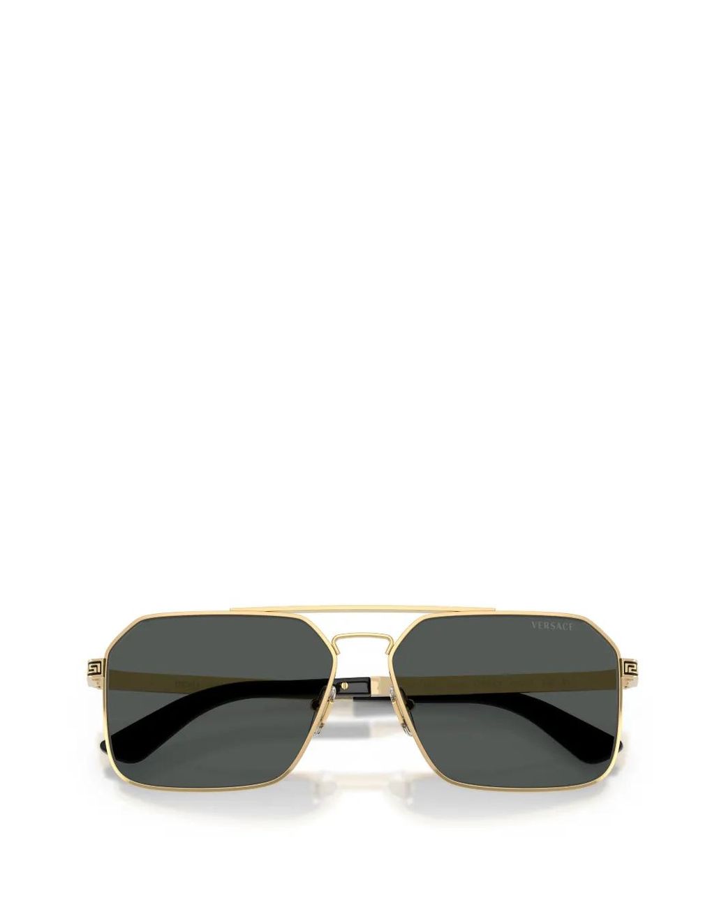 Versace Metallic Greca Medusa Rectangular-Frame Sunglasses for men