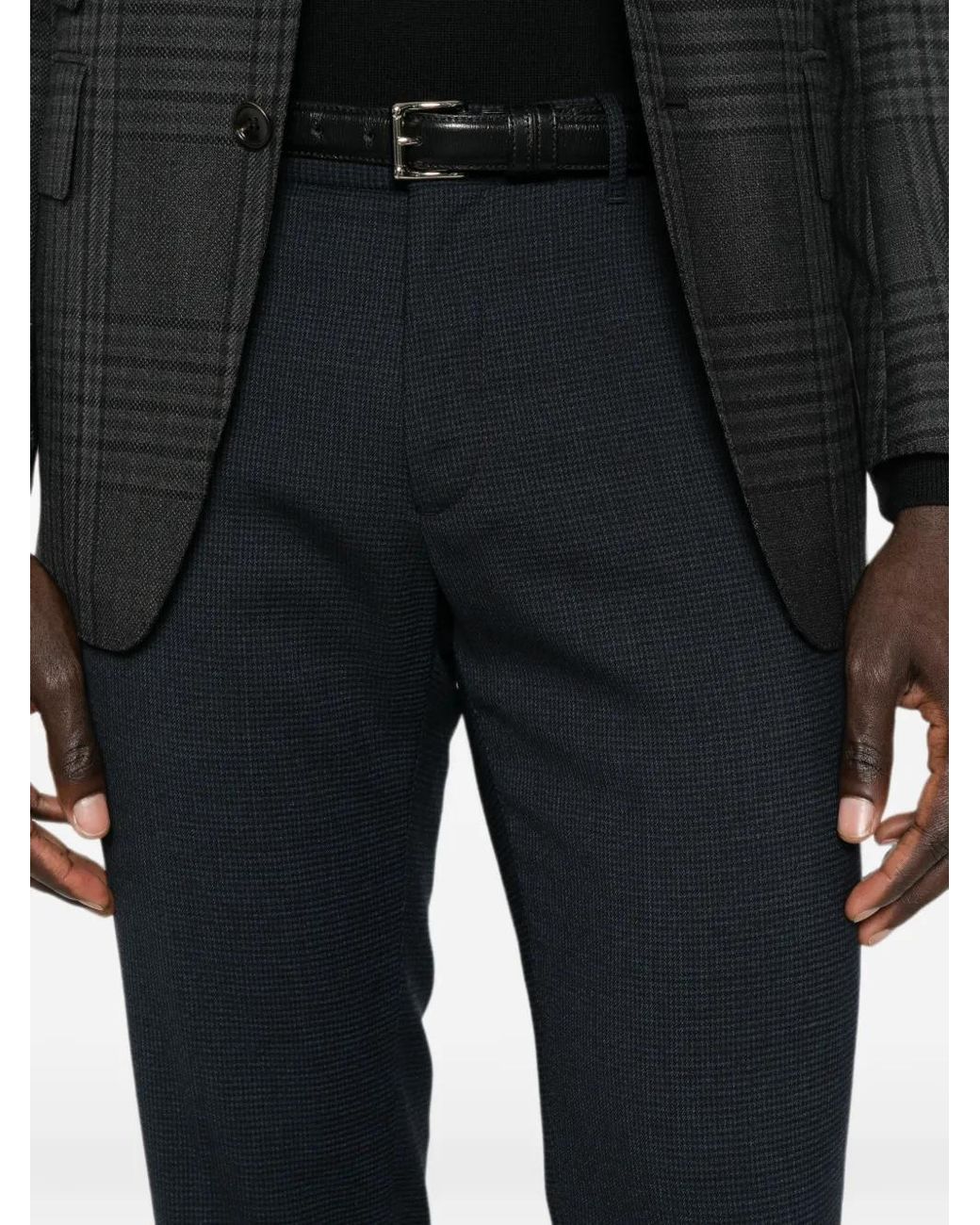 Incotex Blue Micro-Patterned Trousers for men