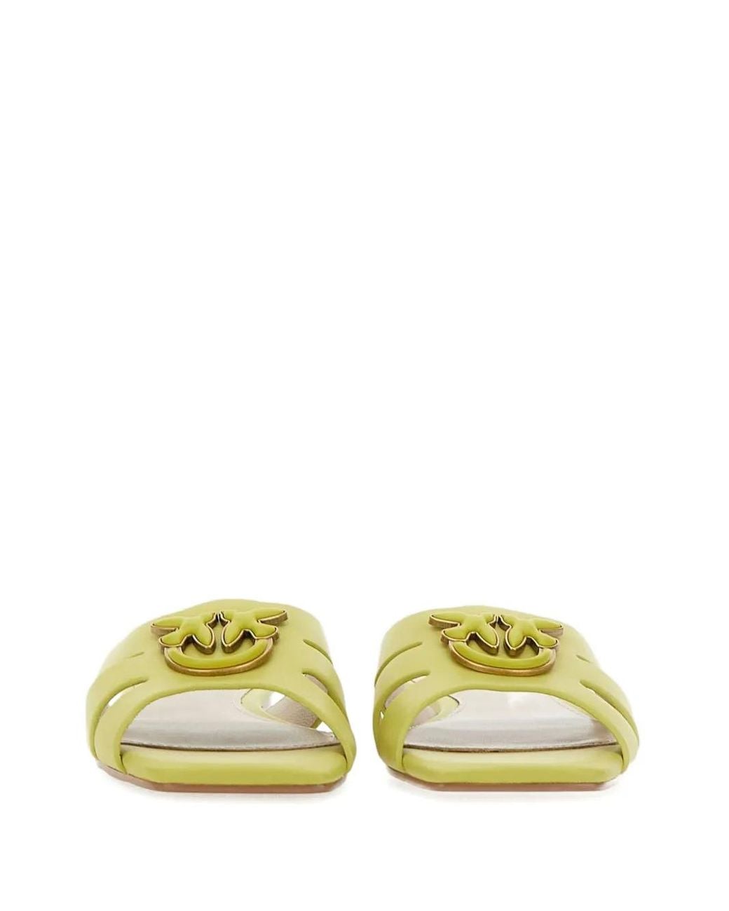 Pinko Yellow Marli 09 Leather Flat Sandals